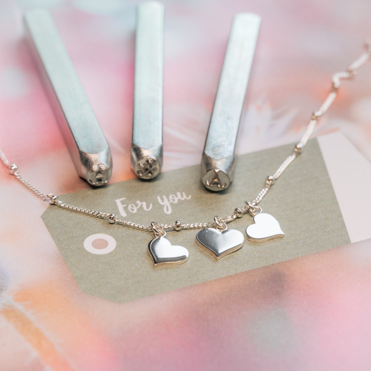 Personalised Silver Hearts Necklace
