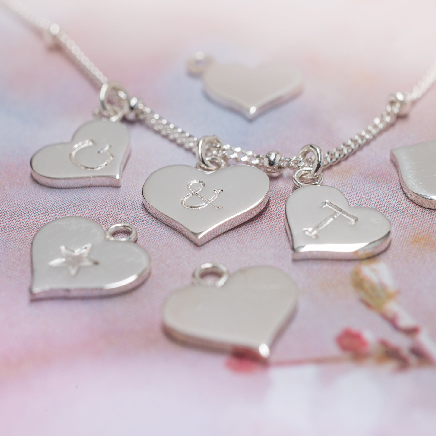 Personalised Silver Hearts Necklace