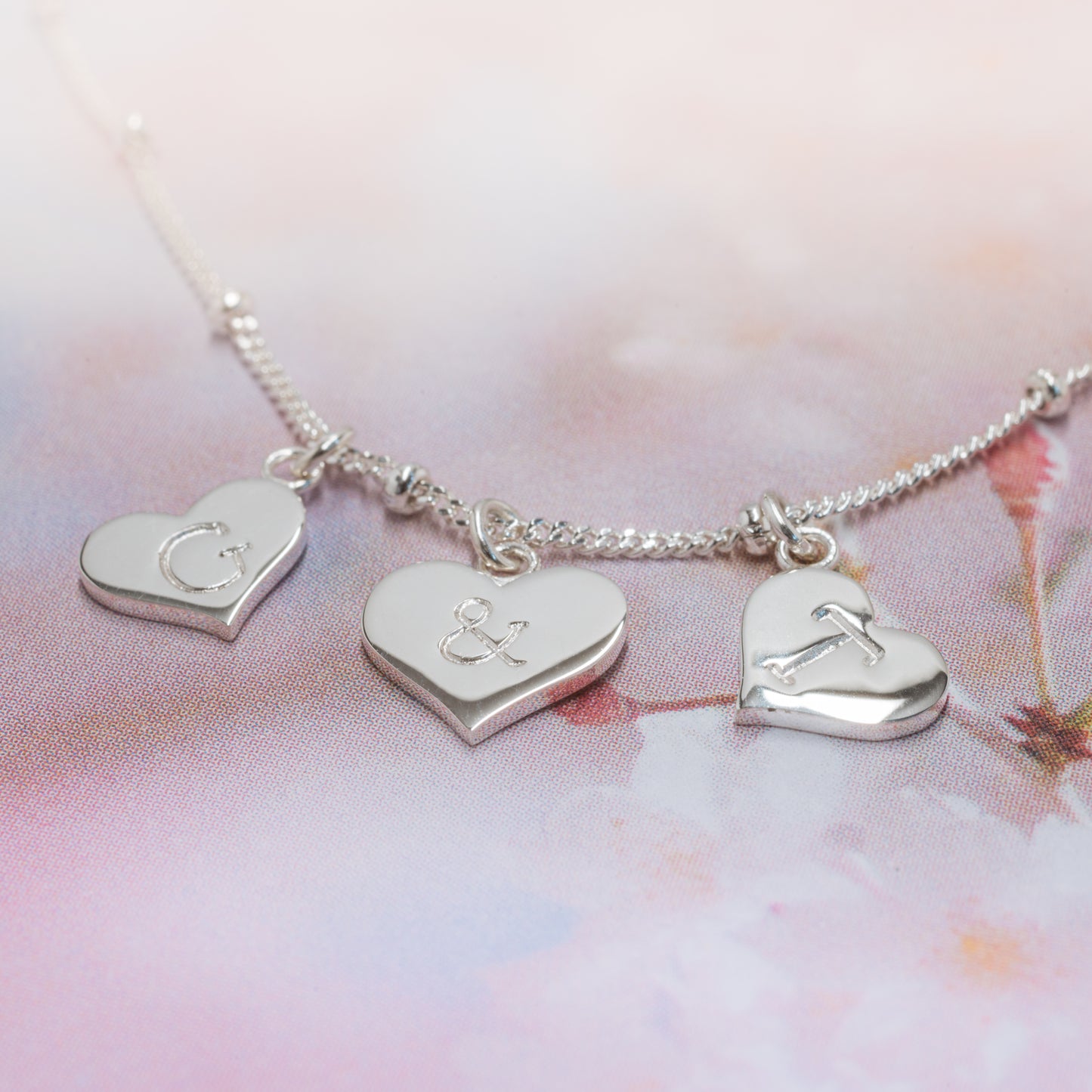 Personalised Silver Hearts Necklace