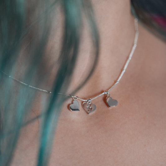 Personalised Silver Hearts Necklace