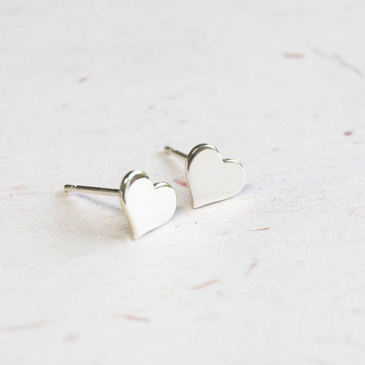 Silver Heart Stud Earrings