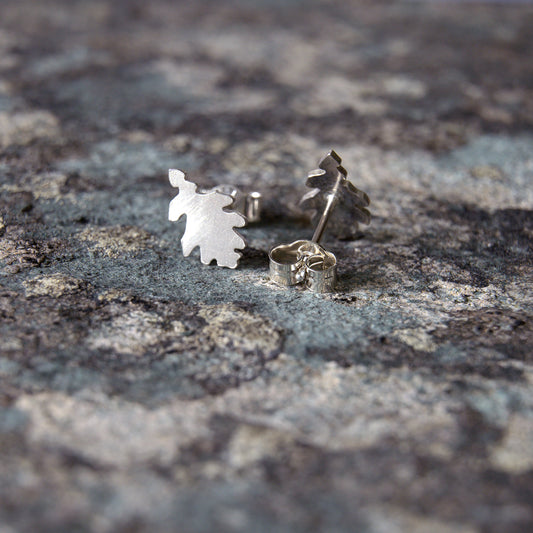 Silver Oak Leaf Studs