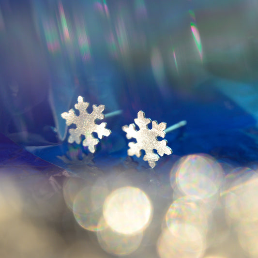 Intricate Silver Snowflake Studs