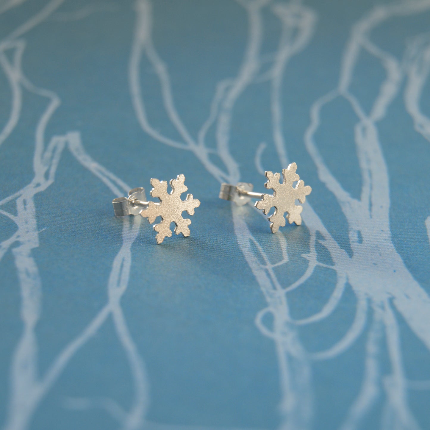 Intricate Silver Snowflake Studs