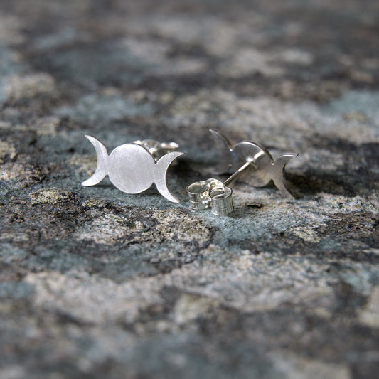 Silver Triple Goddess Studs
