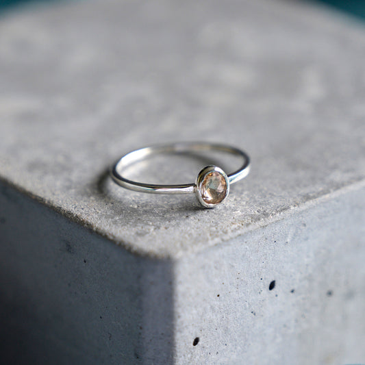 Silver & Yellow Sapphire Ring, size N