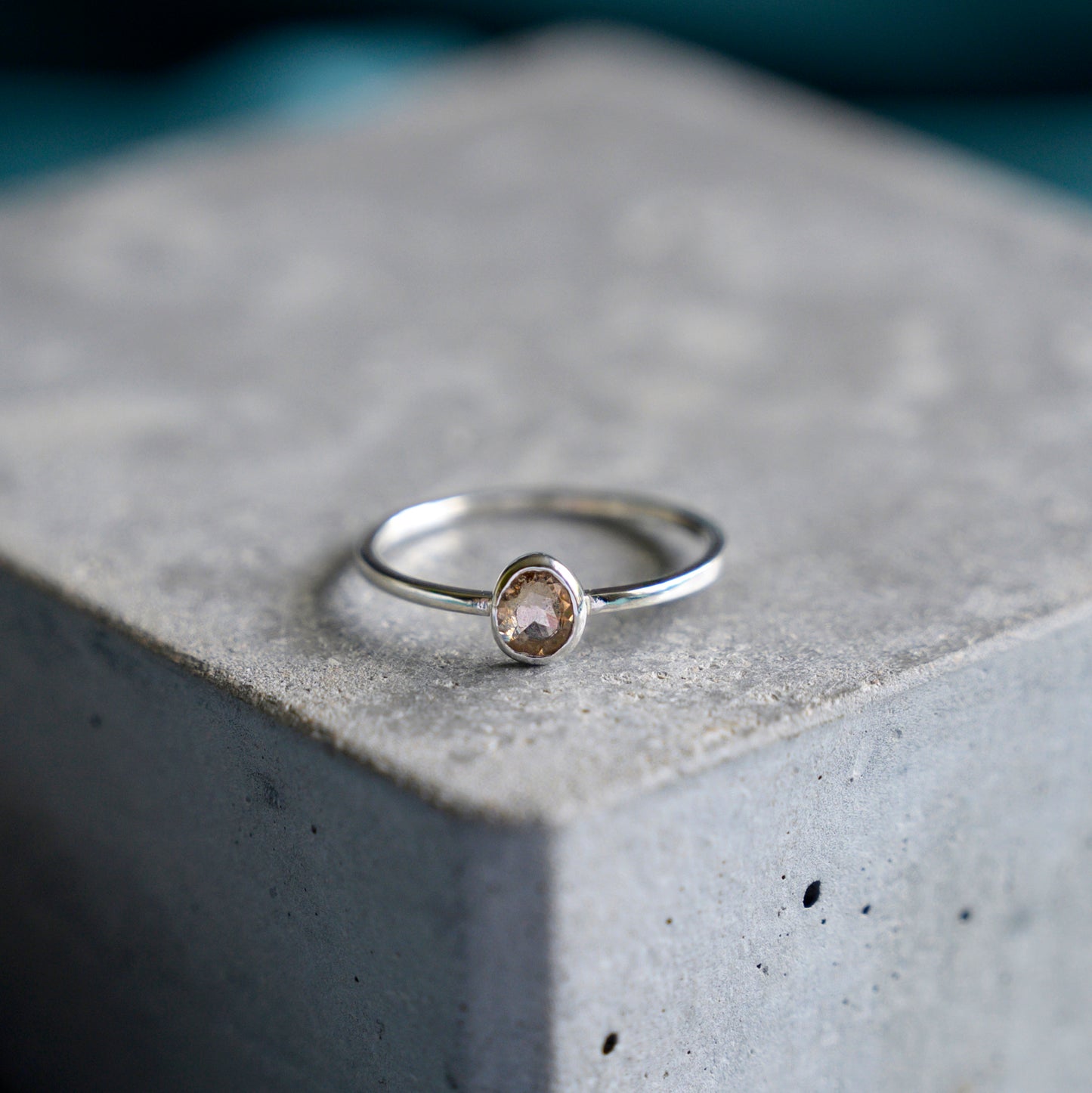 Silver & Yellow Sapphire Ring, size N