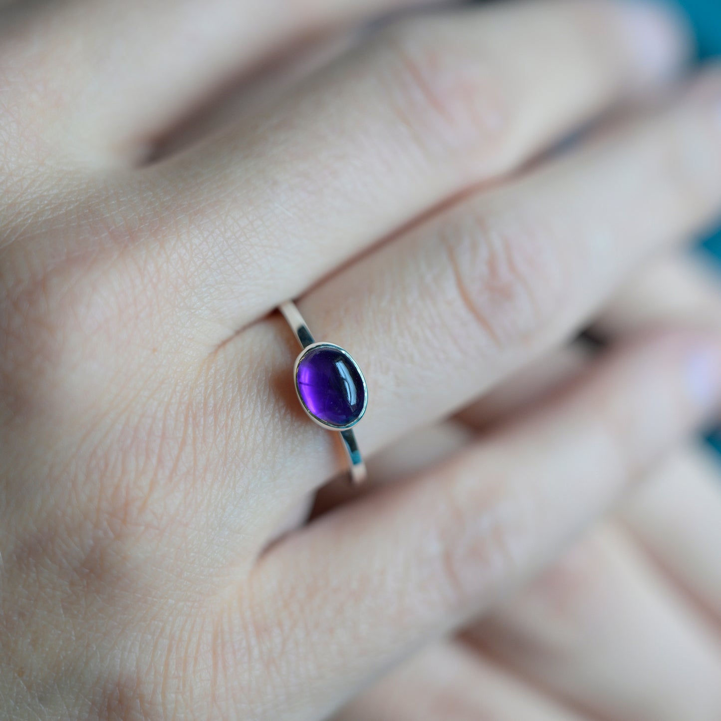 Silver Amethyst Cabochon Ring