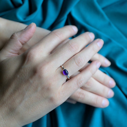 Silver Amethyst Cabochon Ring