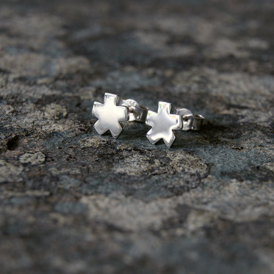 Silver Asterisk Stud Earrings