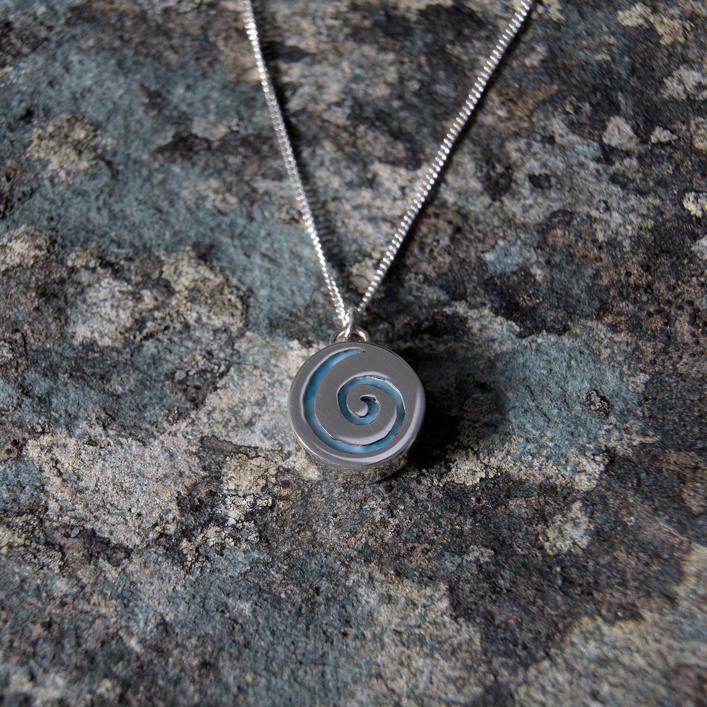 Silver & Blue Larimar Coin Pendant