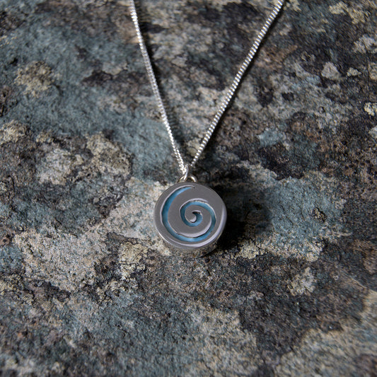 Silver & Blue Larimar Coin Pendant