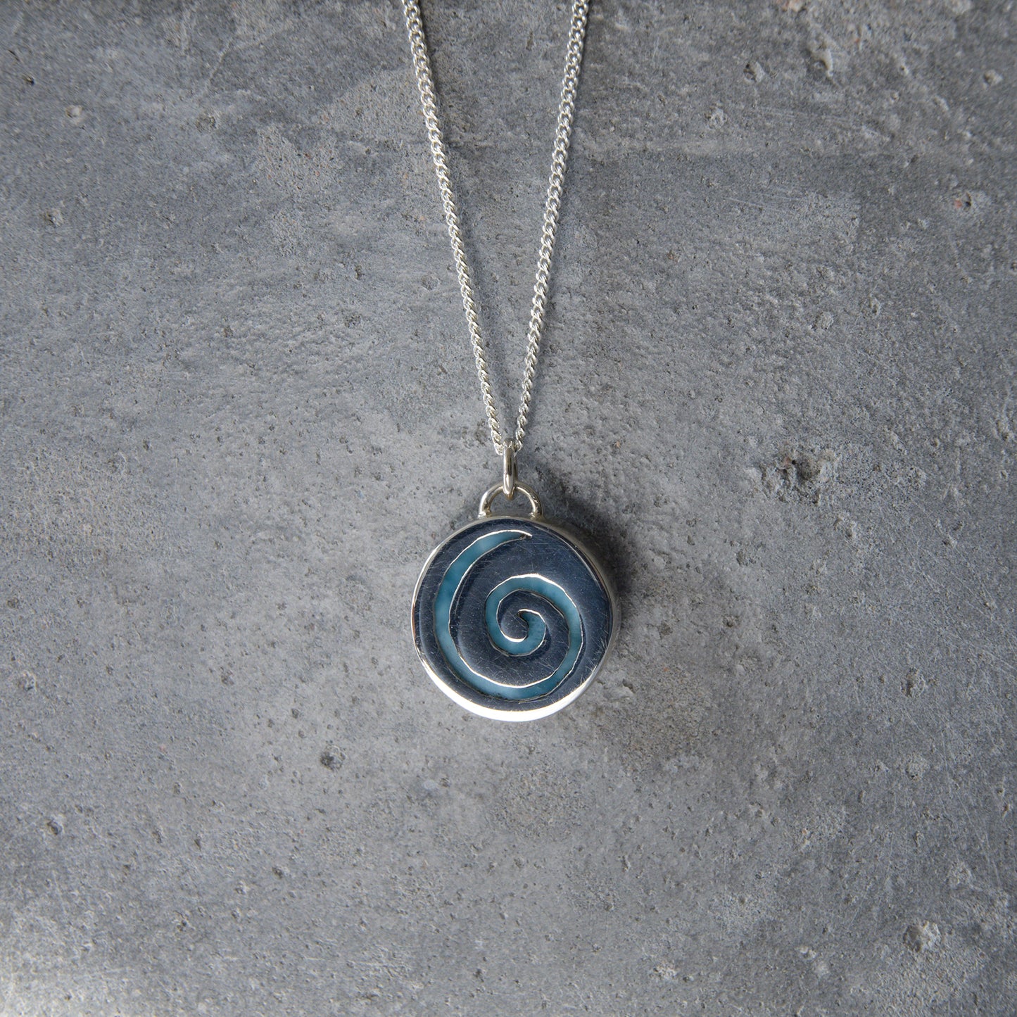 Silver & Blue Larimar Coin Pendant