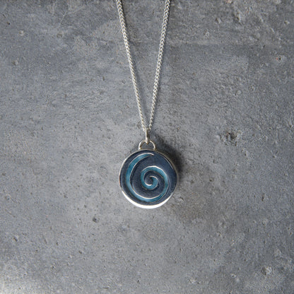 Silver & Blue Larimar Coin Pendant