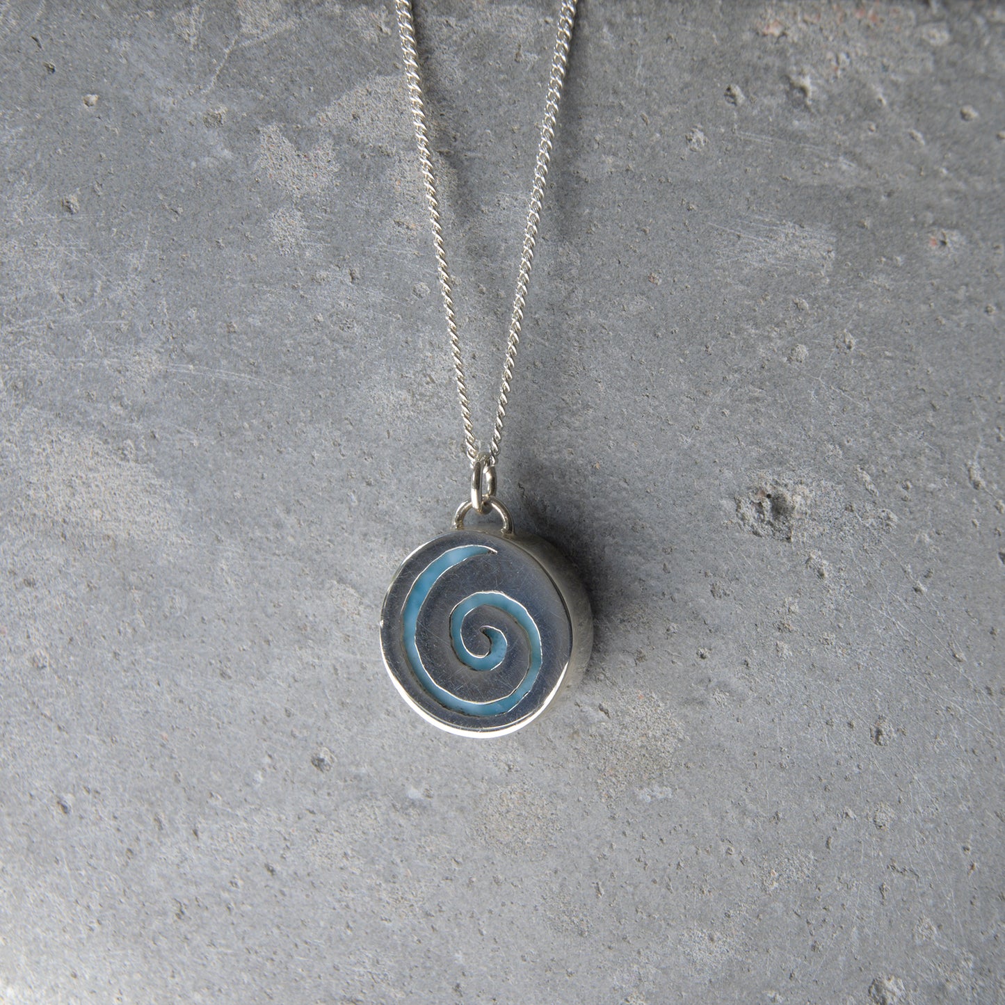 Silver & Blue Larimar Coin Pendant