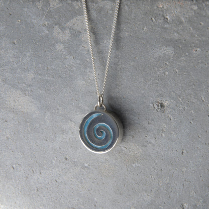 Silver & Blue Larimar Coin Pendant