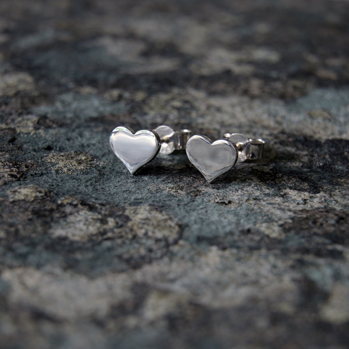 Silver Heart Stud Earrings