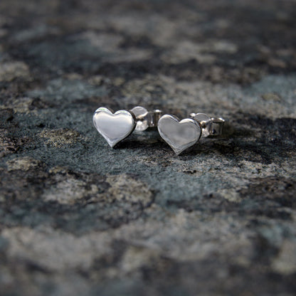 Silver Heart Stud Earrings