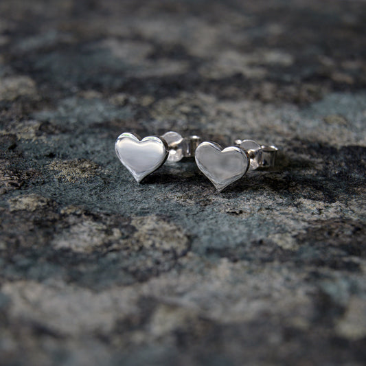 Silver Heart Stud Earrings
