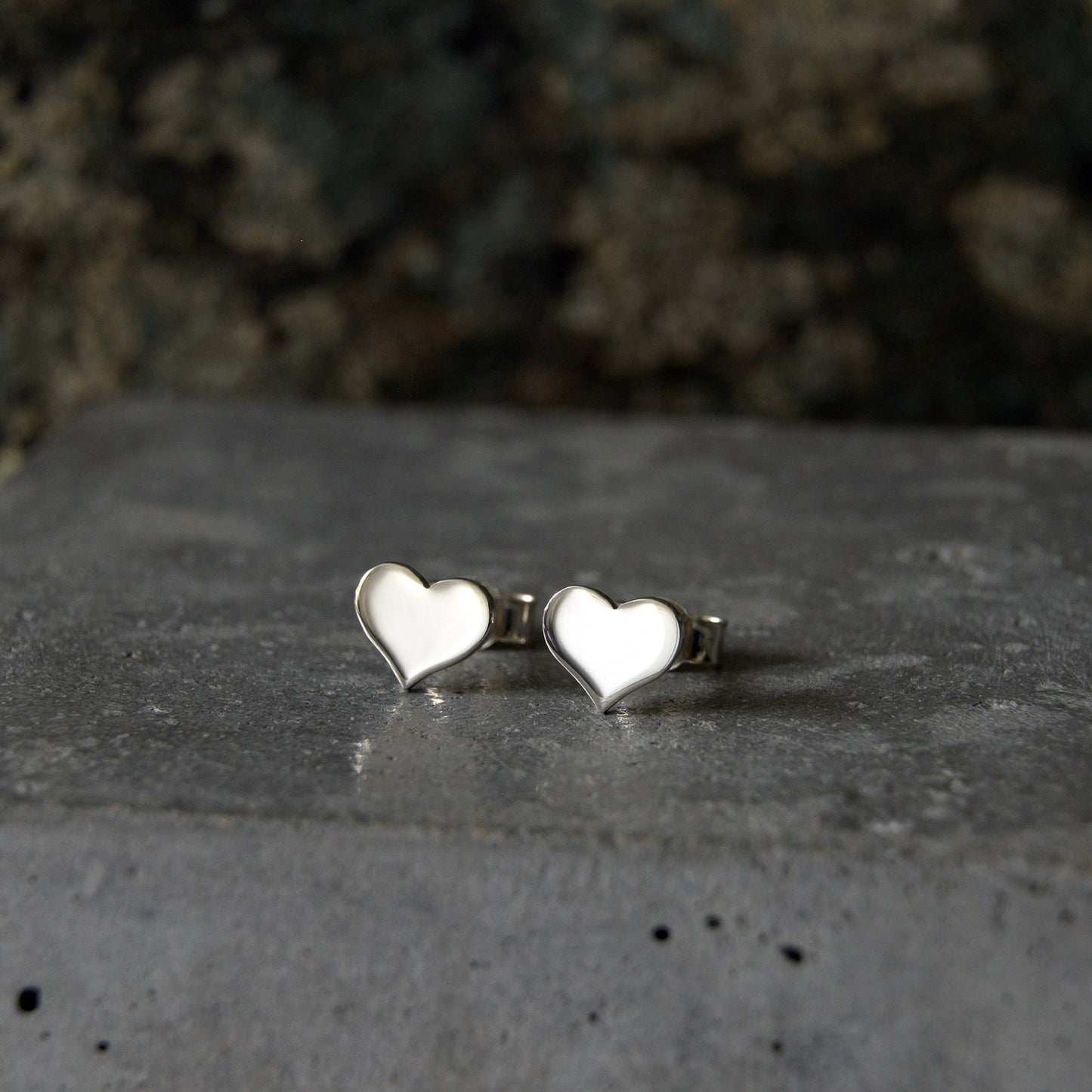 Silver Heart Stud Earrings