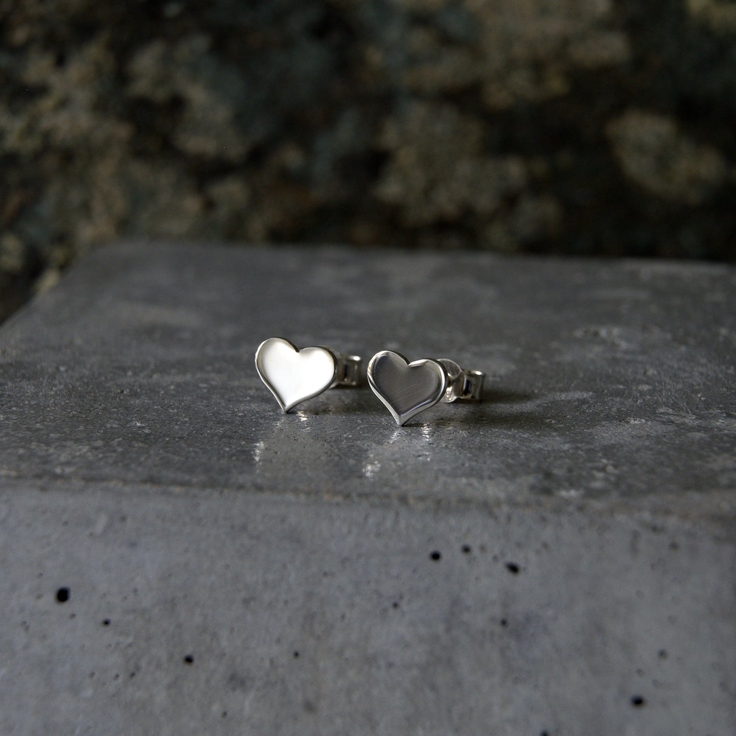 Silver Heart Stud Earrings
