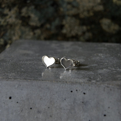 Silver Heart Stud Earrings