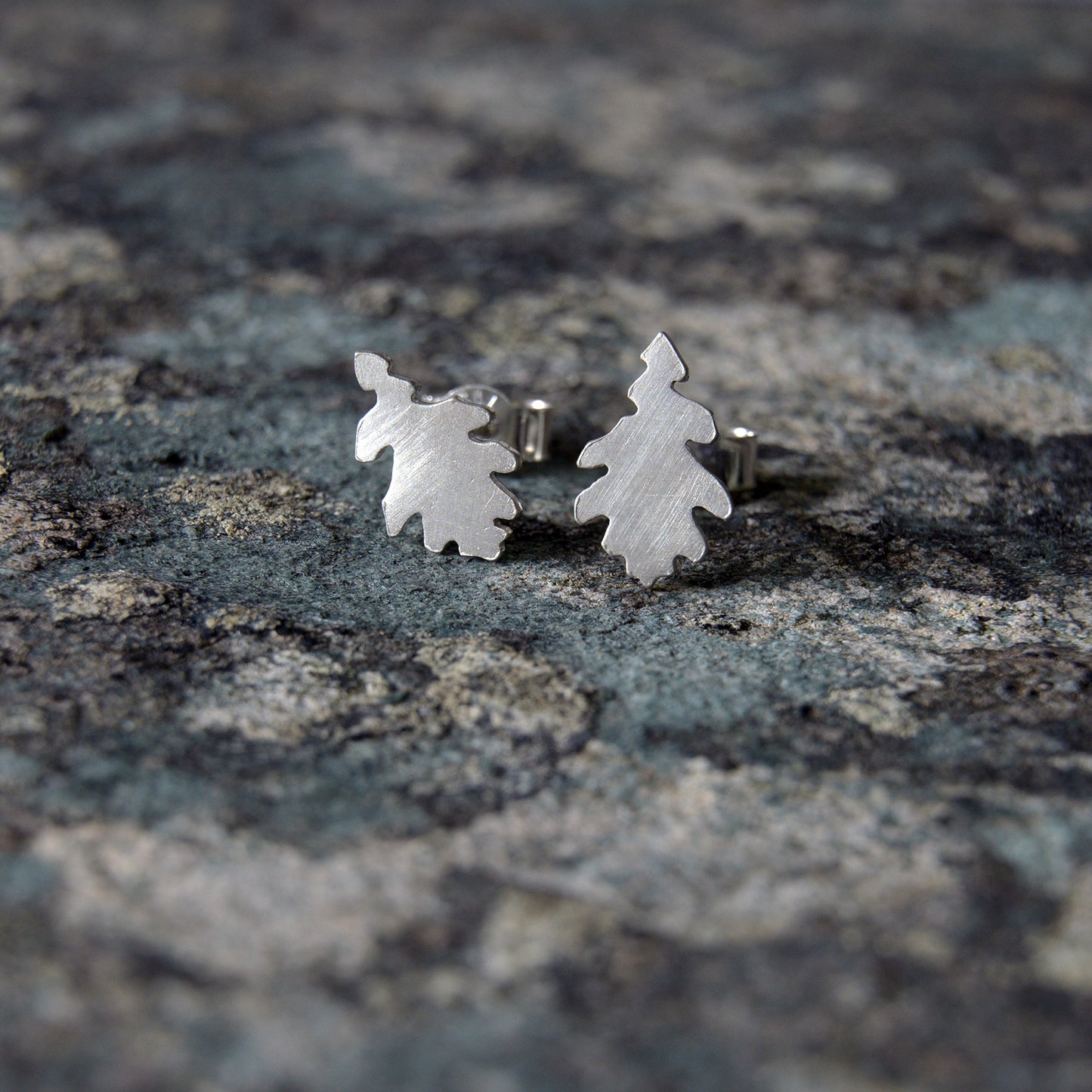 Silver Oak Leaf Studs