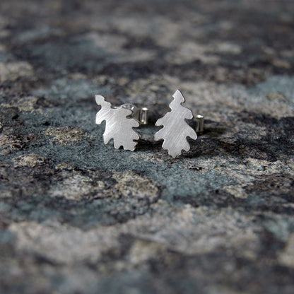 Silver Oak Leaf Studs