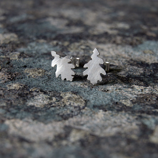 Silver Oak Leaf Studs