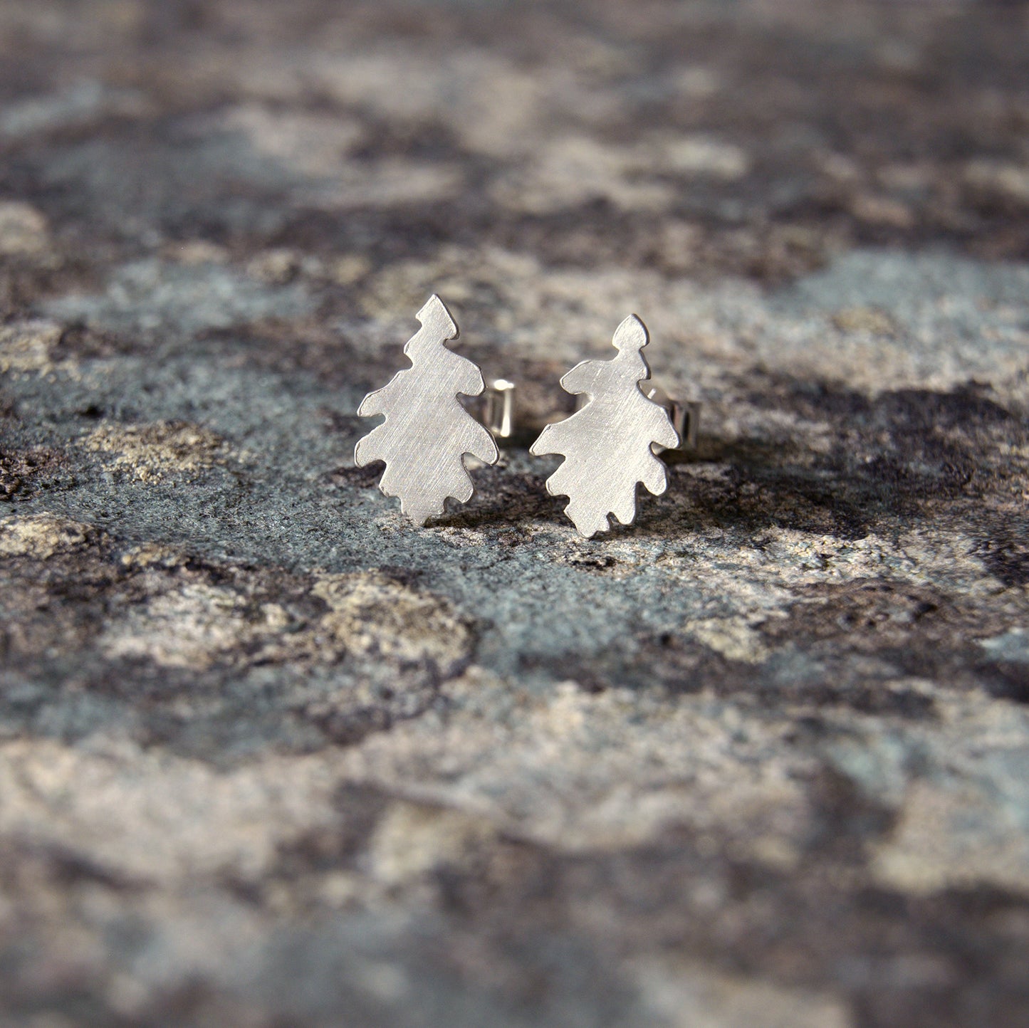 Silver Oak Leaf Studs