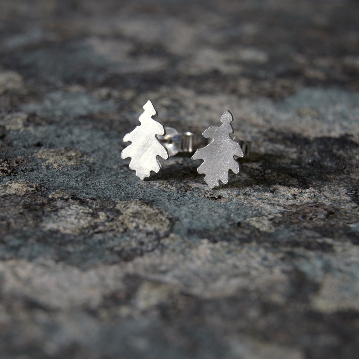 Silver Oak Leaf Studs