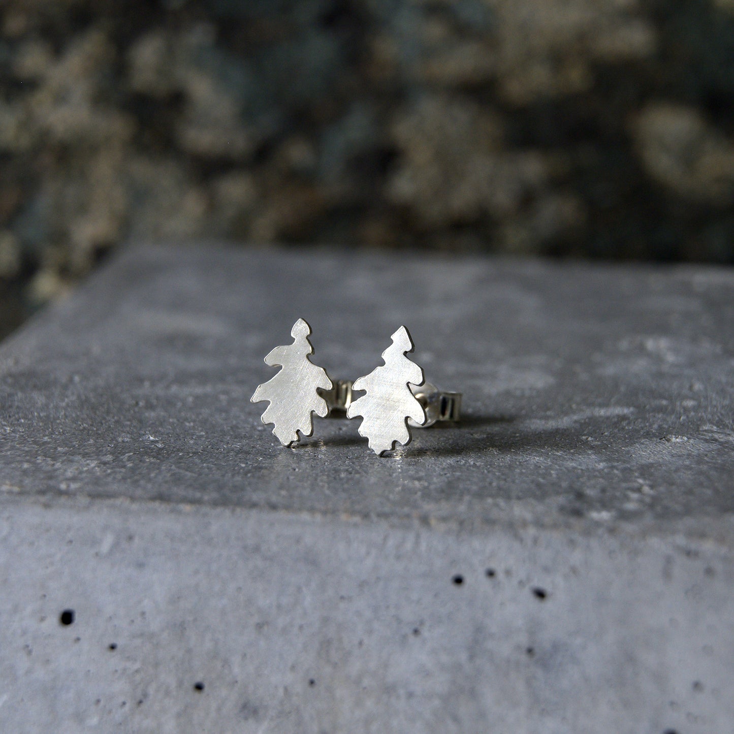 Silver Oak Leaf Studs