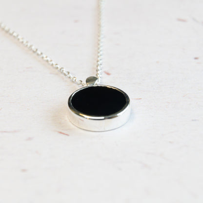 Silver & Black Onyx Coin Pendant