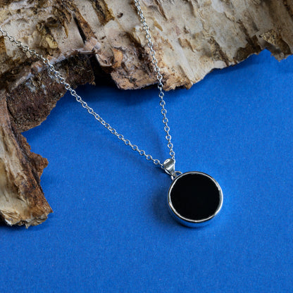 Silver & Black Onyx Coin Pendant