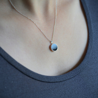 Silver & Black Onyx Coin Pendant