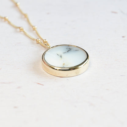 9ct Yellow Gold Opal Coin Pendant
