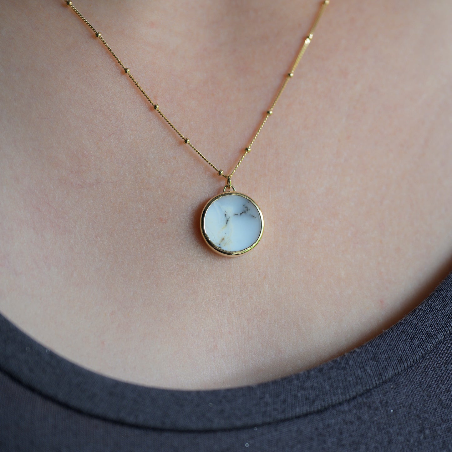 9ct Yellow Gold Opal Coin Pendant