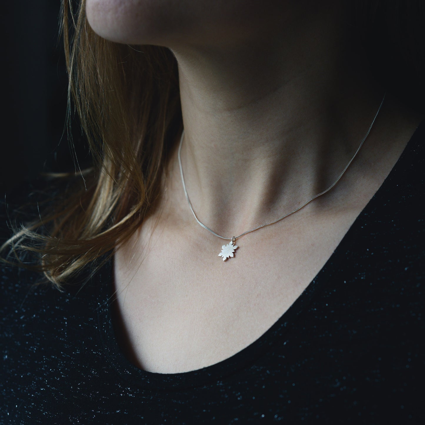 Delicate Silver Snowflake Pendant