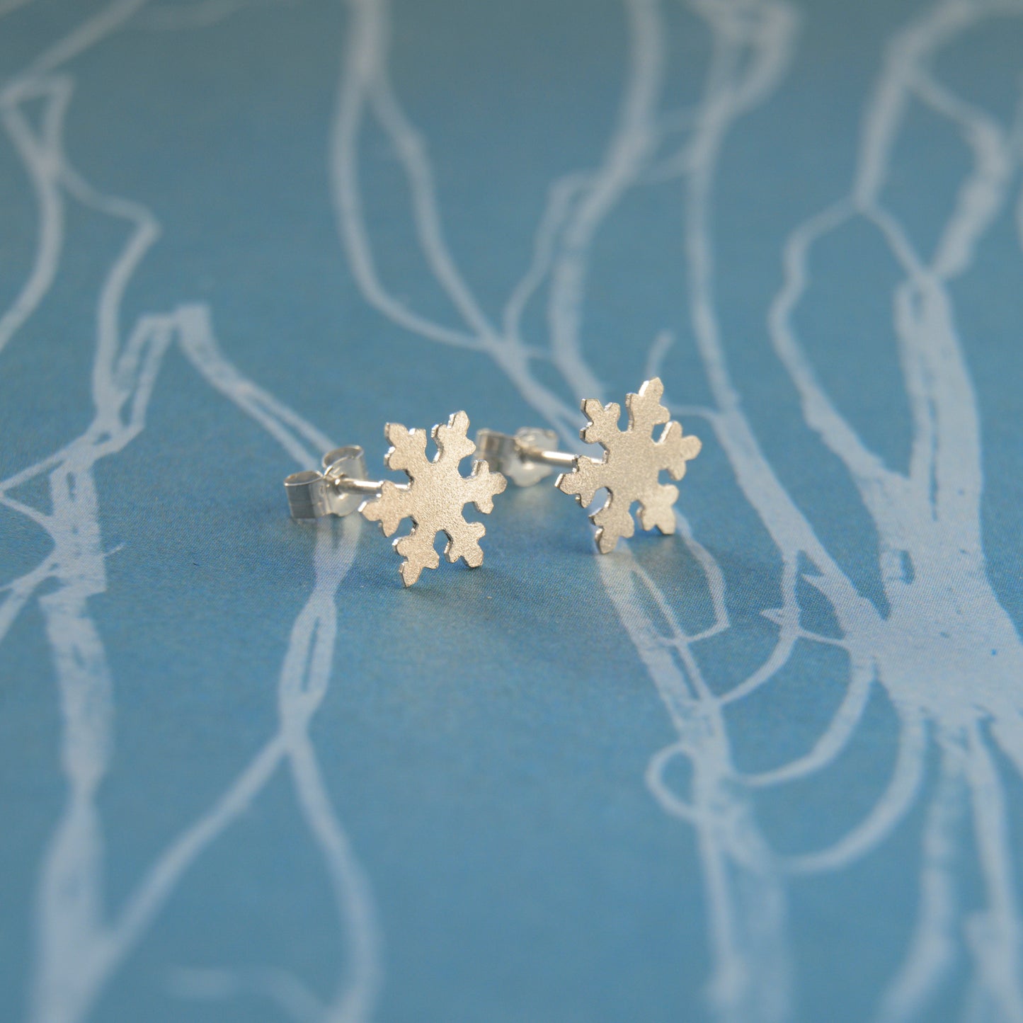 Intricate Silver Snowflake Studs