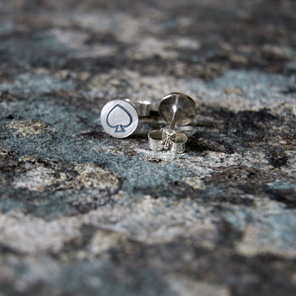 Silver & Oxidised Spade Studs