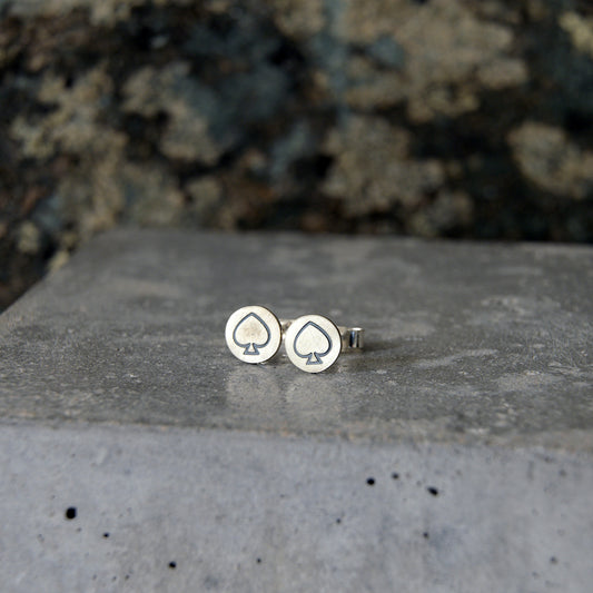 Silver & Oxidised Spade Studs