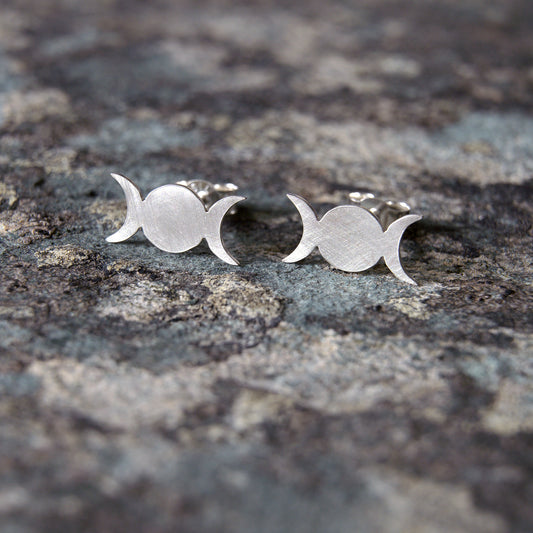 Silver Triple Goddess Studs