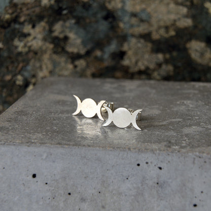 Silver Triple Goddess Studs