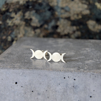 Silver Triple Goddess Studs