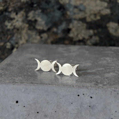 Silver Triple Goddess Studs