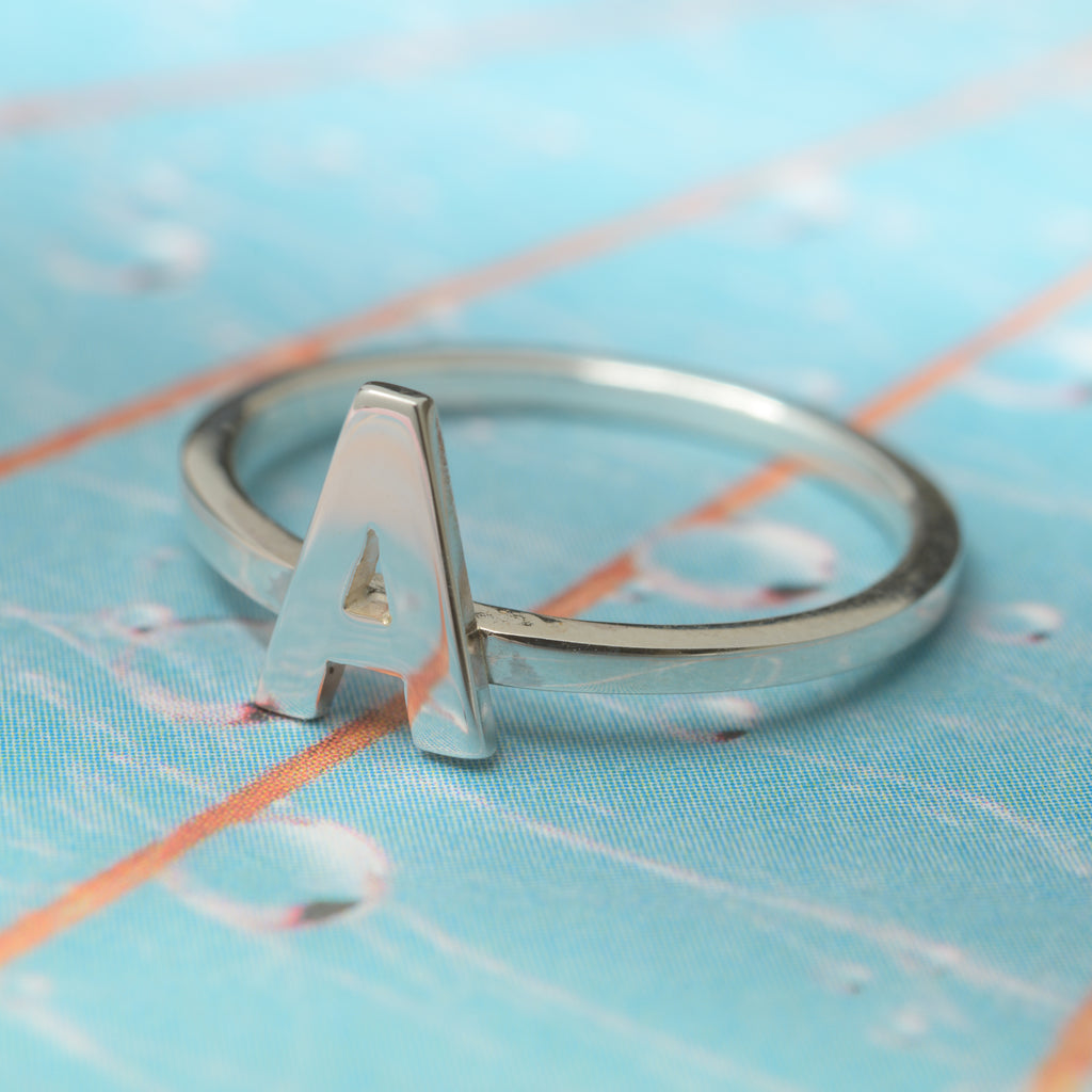 Initial ring online silver