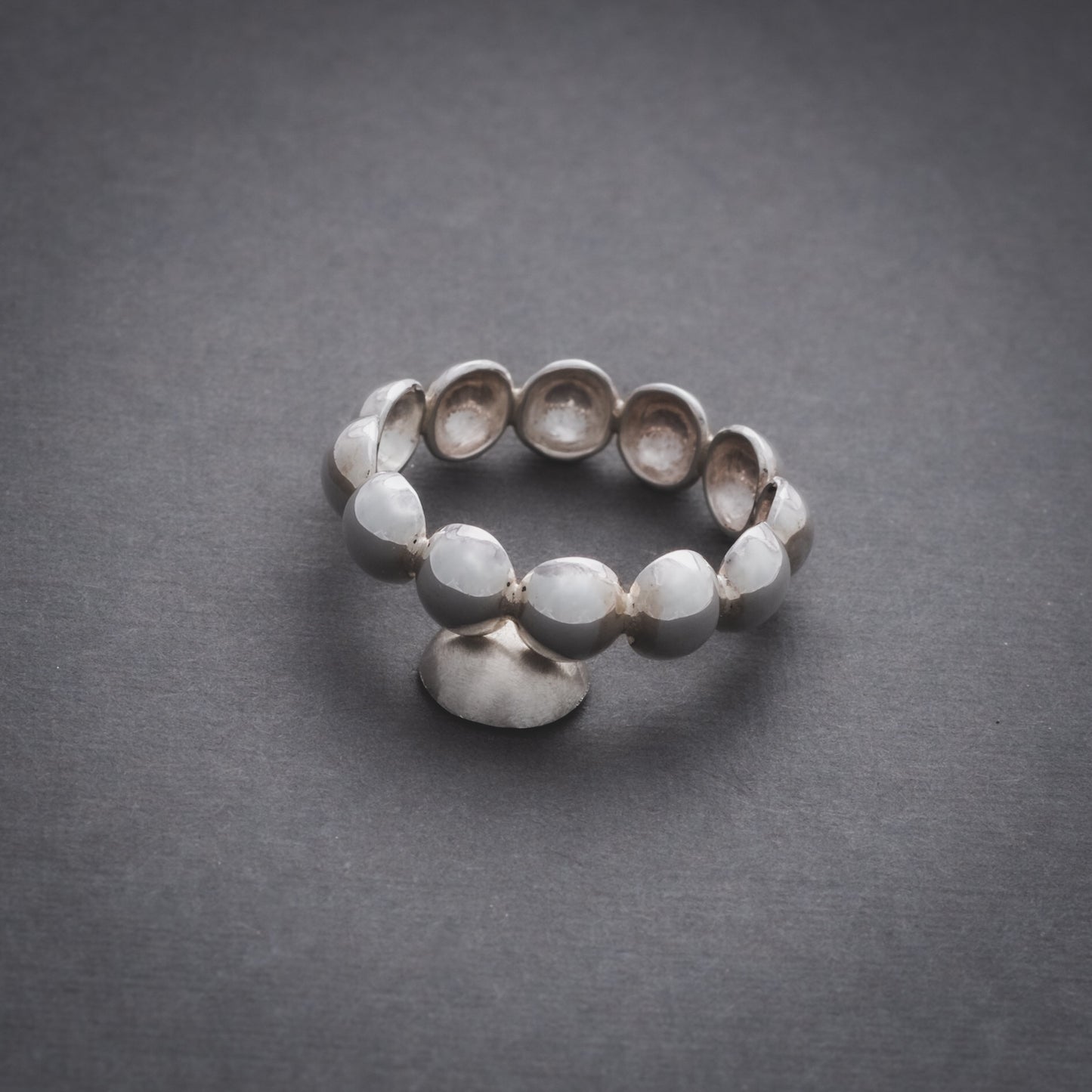 Product shot of silver domes ring